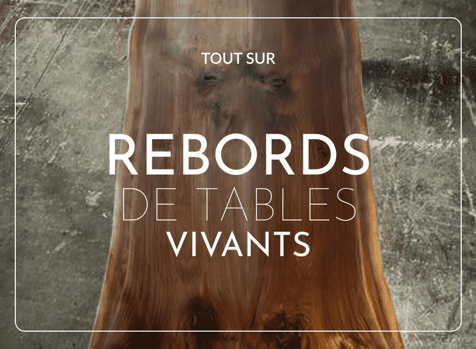 Gros plan d'une dalle de bois massif à rebord vivant révélant des veines naturelles, des courbes organiques et des nœuds authentiques pour des tables commerciales sur mesure.