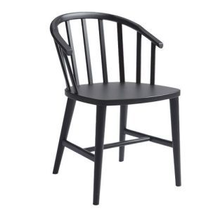 A black wooden chair on a white background