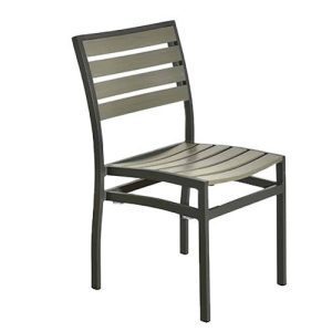 A wooden and metal chair on a white background