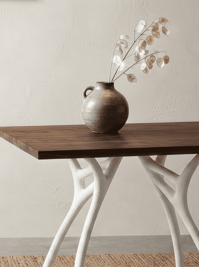 Senior care table base with a wide, stable footing designed to support dining and activity tables in retirement and care residences by KECA.
