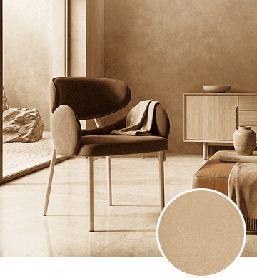 KECA metal chair in an elegant, bright Bone Glitter powder-coat finish, shown as a sophisticated alternative to plain white commercial seating.