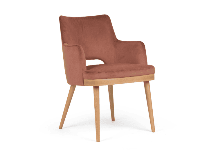 Open back dining armchair in rose velvet – BW-TULIPHOLE-USB