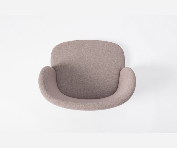 A grey chair with a white background