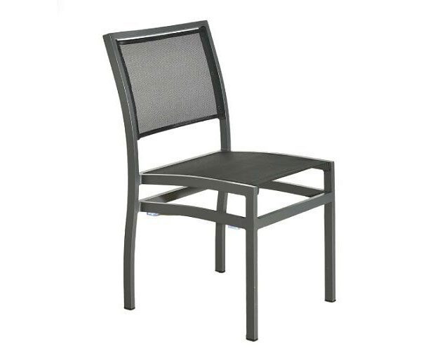 A drak grey chair on a white background