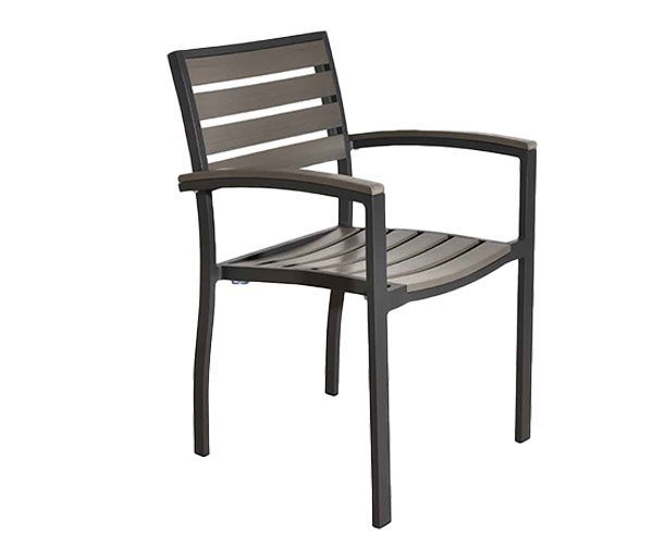 A wooden and metal chair on a white background