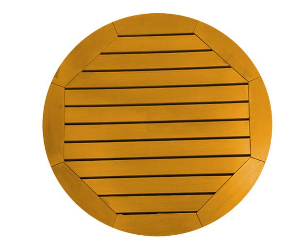 A round wooden table top with lines on it
