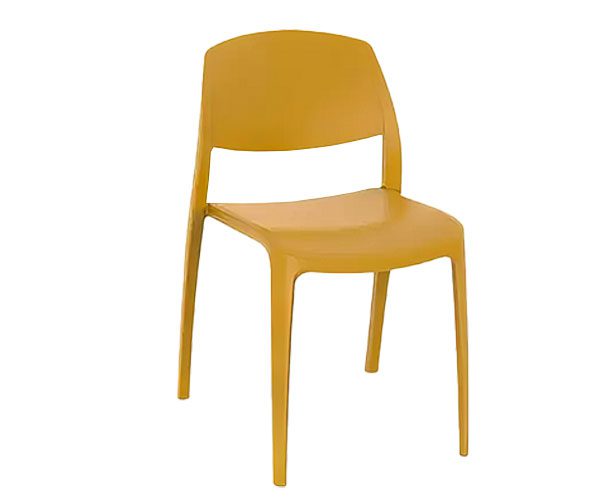 A tuscan plastic chair on a white background