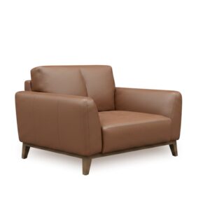 CG-LUNA commercial leather lounge chair with walnut legs