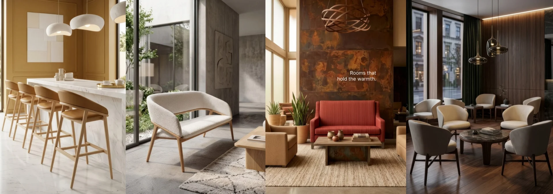 Rooms that hold the warmth, KECA hospitality furniture in ochre, cream, rust and walnut settings